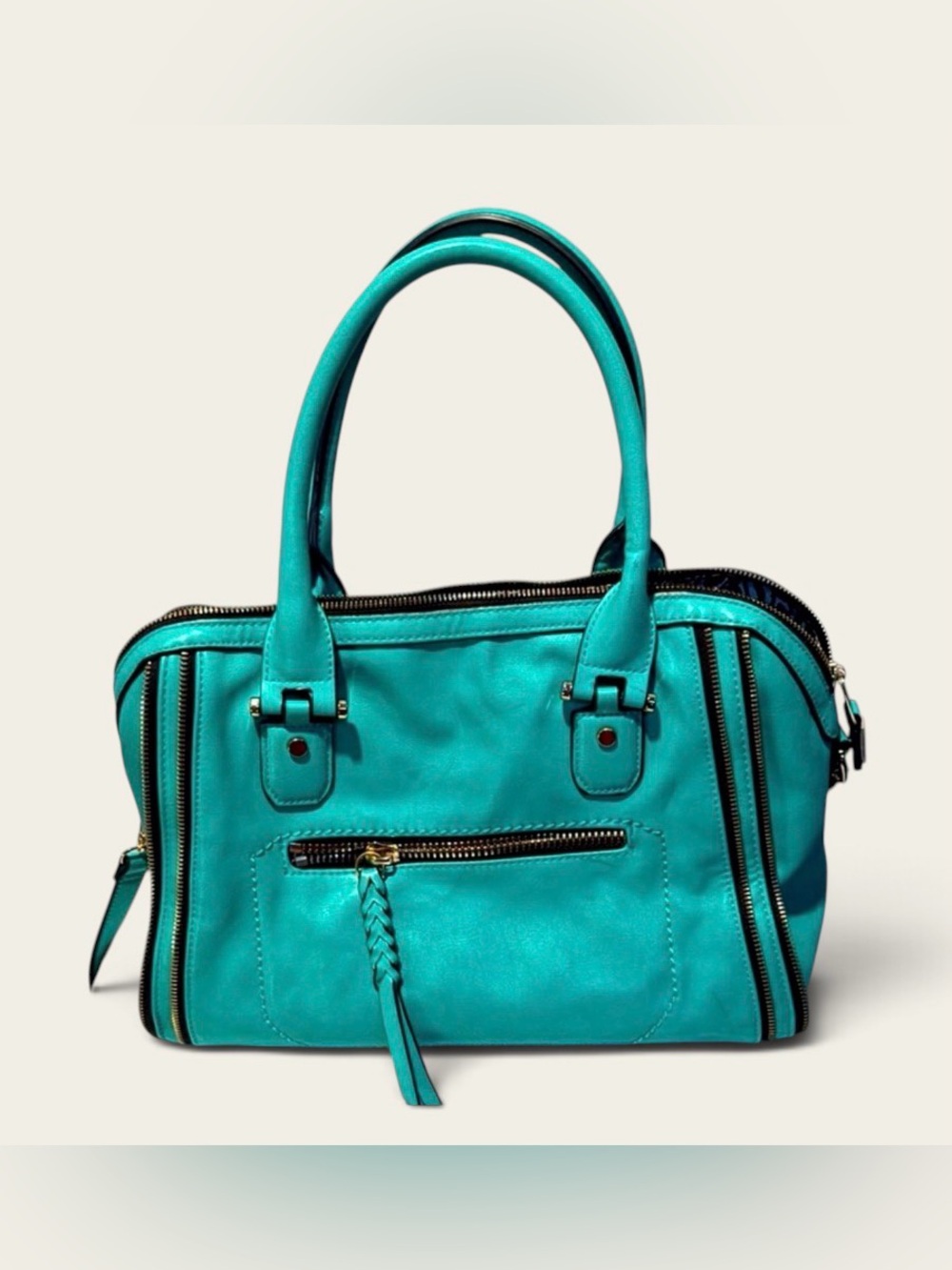 Urban Expressions Green Satchel with Structured Design and Double Handles